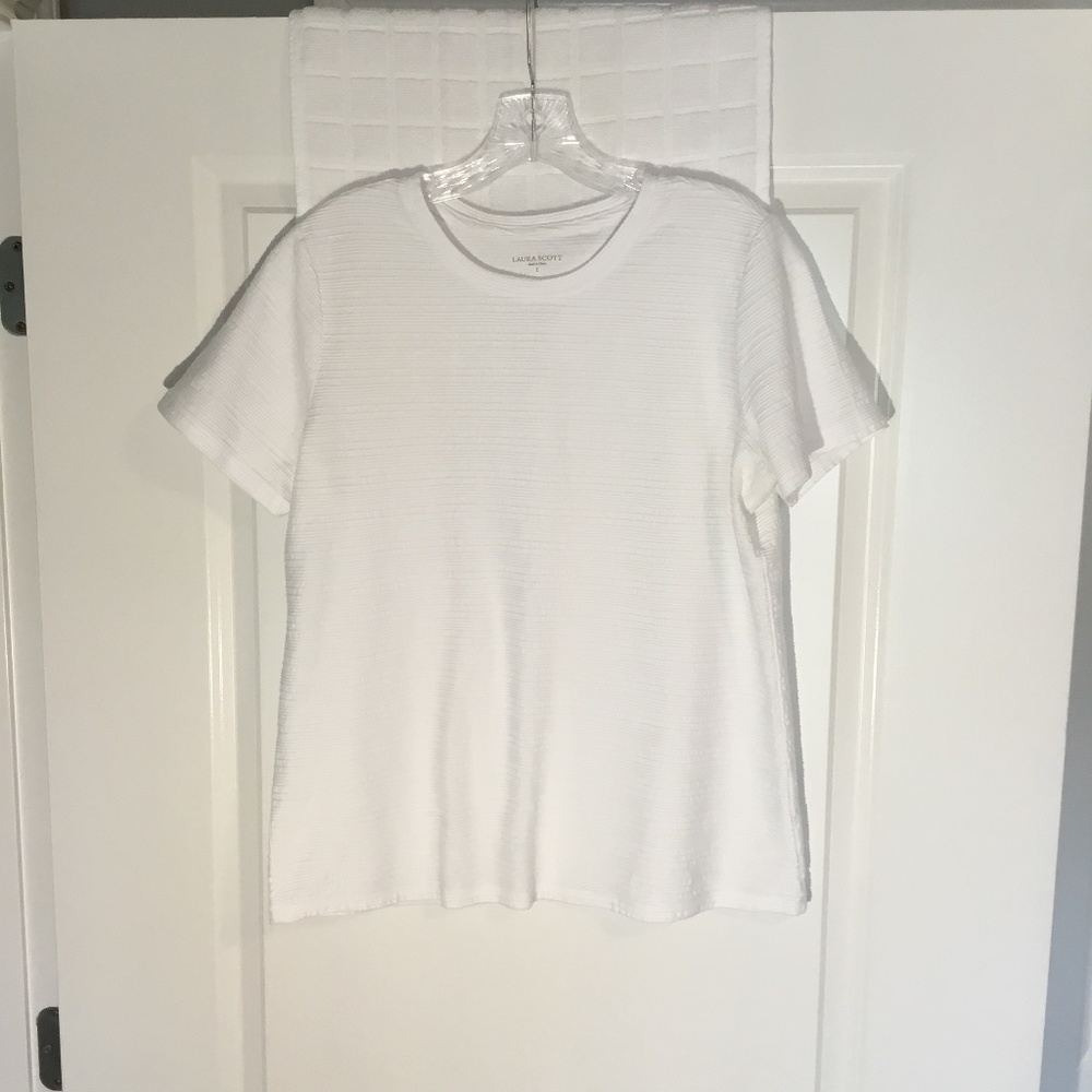 Laura Scott Short Sleeve Ladies Top White Size L
